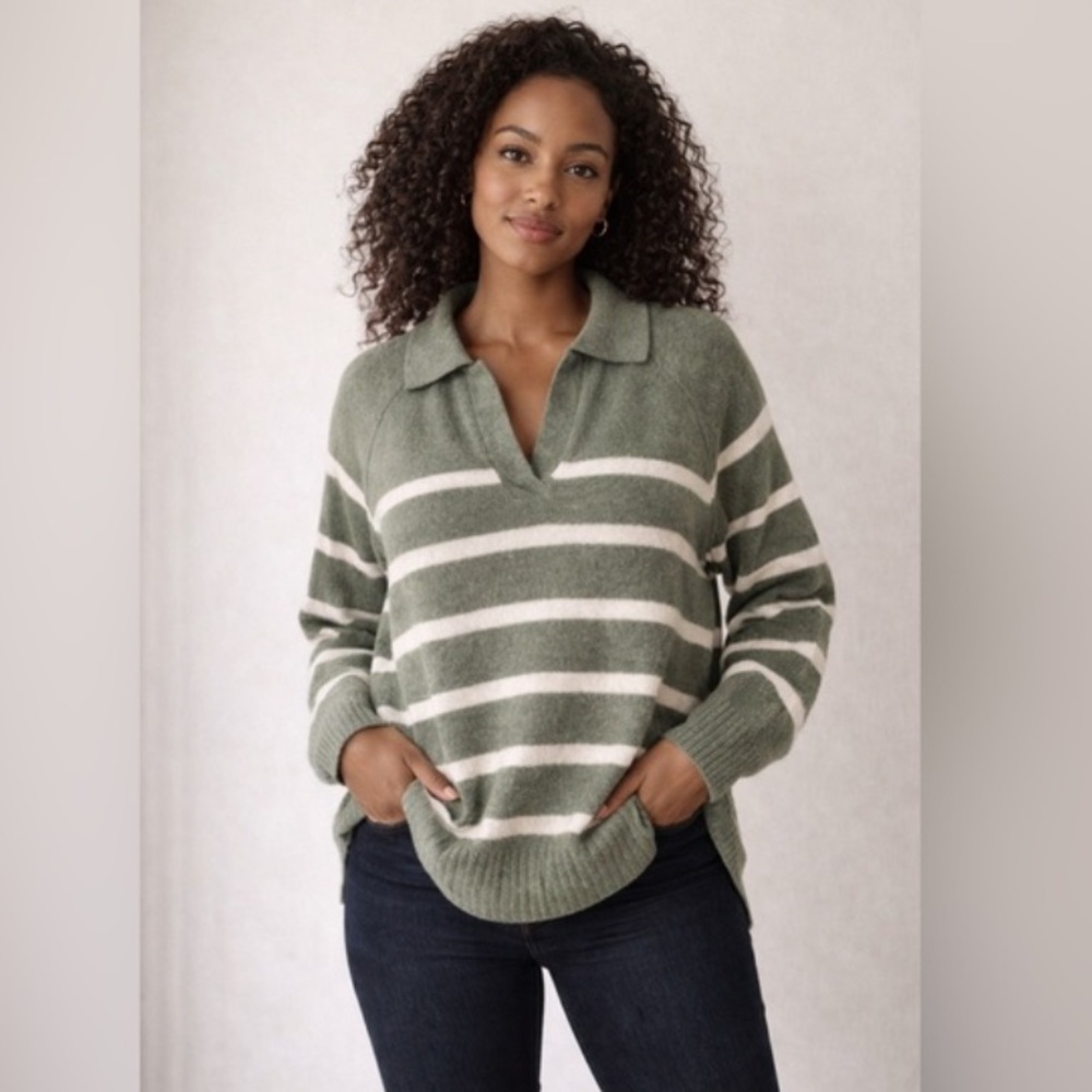 Aerie Unreal Polo Sweater - Olive